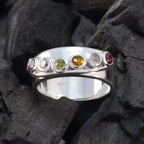 Multi Stone Hepta Egyptian Silver multicolor Gemstones Eye catching Sophisticated Band Jewelry