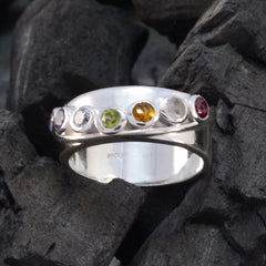 Multi Stone Hepta Egyptian Silver multicolor Gemstones Eye catching Sophisticated Band Jewelry