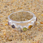 Multi Stone Hepta Egyptian Silver multicolor Gemstones Eye catching Sophisticated Band Jewelry