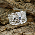 Multi Stone Trilogy Australian 925 Sterling Silver multicolor Gemstones Eye catching Filigree Ring Jewelry