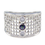 Multi Stone Trilogy Australian 925 Sterling Silver multicolor Gemstones Eye catching Filigree Ring Jewelry