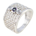 Multi Stone Trilogy Australian 925 Sterling Silver multicolor Gemstones Eye catching Filigree Ring Jewelry