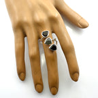 Multi Stone Trilogy Egyptian 925 Sterling Silver multicolor Gemstones Eye catching Trendy Ring Jewelry