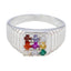 Multi Stone navratna Indian 925 Sterling Silver multicolor Gemstone Slim Heritage Ring Jewellery