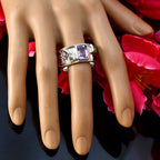 Multi Stone Hexa Russian 925 Silver multicolor Gems Versatile Abstract Band Jewellery