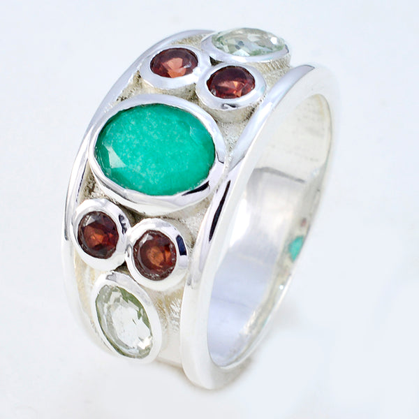 Multi Stone Hepta Indischer 925 Silber Multicolor Edelsteine Mittelgewicht Artisan Ring Schmuck