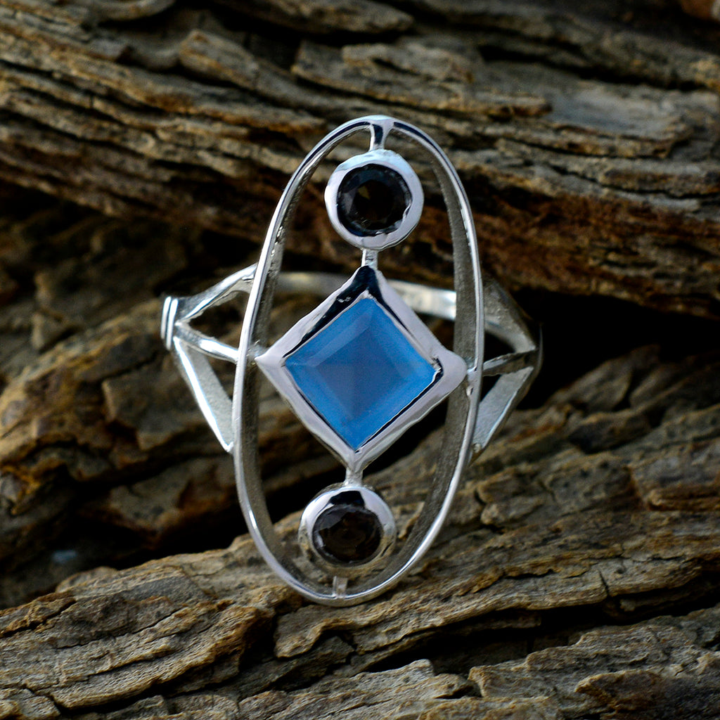 Multi Stone Trilogy Moroccan 925 Silver multicolor Gems Slim Sophisticated Ring Jewellery