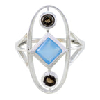 Multi Stone Trilogy Moroccan 925 Silver multicolor Gems Slim Sophisticated Ring Jewellery