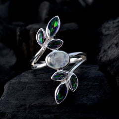 Multi Stone Hepta Russian Silver multicolor Gemstone Classic Cocktail Ring Jewelry
