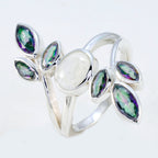 Multi Stone Hepta Russian Silver multicolor Gemstone Classic Cocktail Ring Jewelry