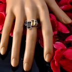 Multi Stone quarter Japanese 92.5 Silver multicolor Gemstone Whisper thin Cocktail Ring Jewelry