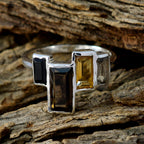 Multi Stone quarter Japanese 92.5 Silver multicolor Gemstone Whisper thin Cocktail Ring Jewelry