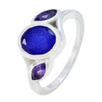 Multi Stone Trilogy Moroccan 925 Silver multicolor Gems Slim Graceful Ring Jewelry