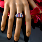 Multi Stone Trilogy African 925 Silver multicolor Gemstones Minimal Abstract Ring Jewellery