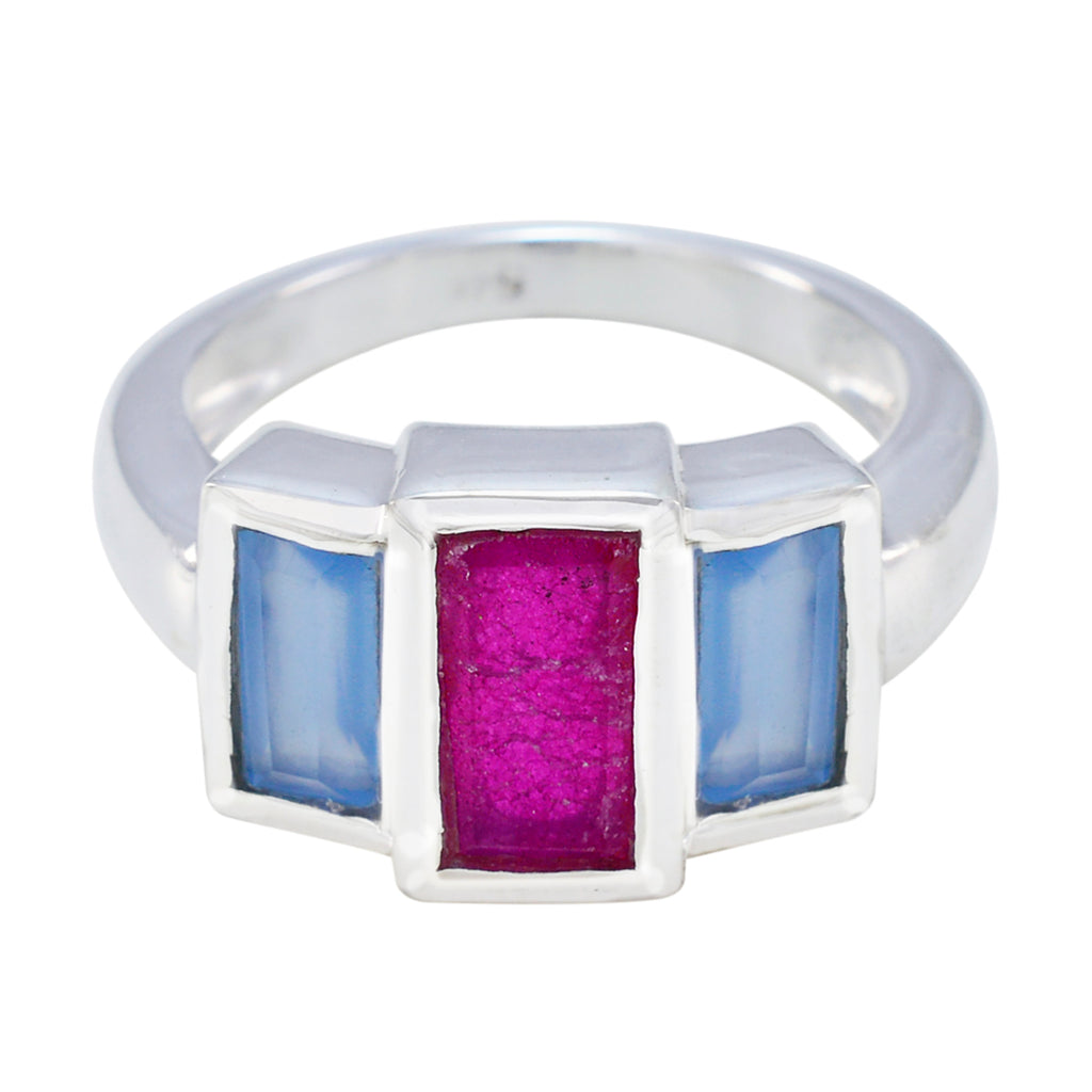 Multi Stone Trilogy African 925 Silver multicolor Gemstones Minimal Abstract Ring Jewellery