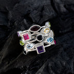 Multi Stone multiple Egyptian Silver multicolor Gemstones Eye catching Cocktail Ring Jewellery