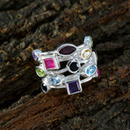 Multi Stone multiple Egyptian Silver multicolor Gemstones Eye catching Cocktail Ring Jewellery