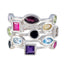 Multi Stone multiple Egyptian Silver multicolor Gemstones Eye catching Cocktail Ring Jewellery