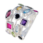 Multi Stone multiple Egyptian Silver multicolor Gemstones Eye catching Cocktail Ring Jewellery