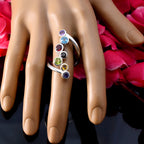 Multi Stone Hepta Egyptian 925 Silver multicolor Gems Eye catching Modern Ring Jewelry