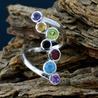 Multi Stone Hepta Egyptian 925 Silver multicolor Gems Eye catching Modern Ring Jewelry
