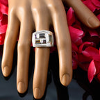 Multi Stone penta French Silver multicolor Gemstones Versatile Cocktail Ring Jewelry