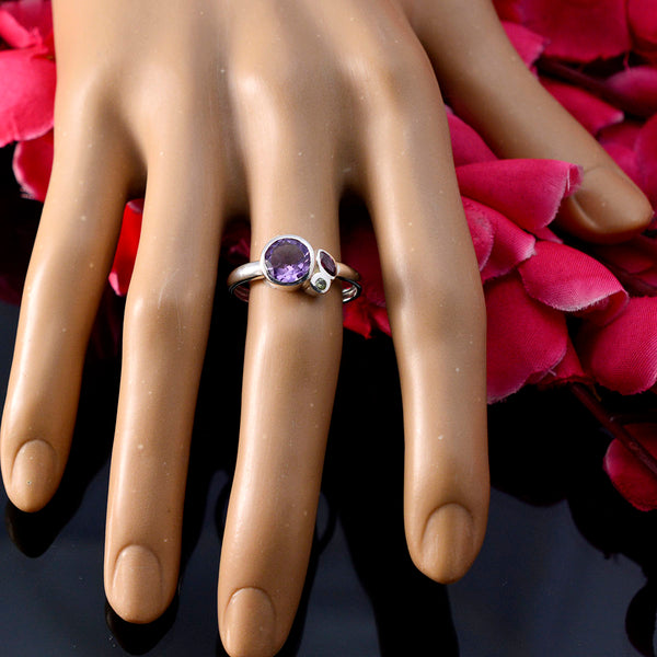 Multi Stone Trilogy Japanese Silver multicolor Gemstone Whisper thin Contemporary Ring Jewellery