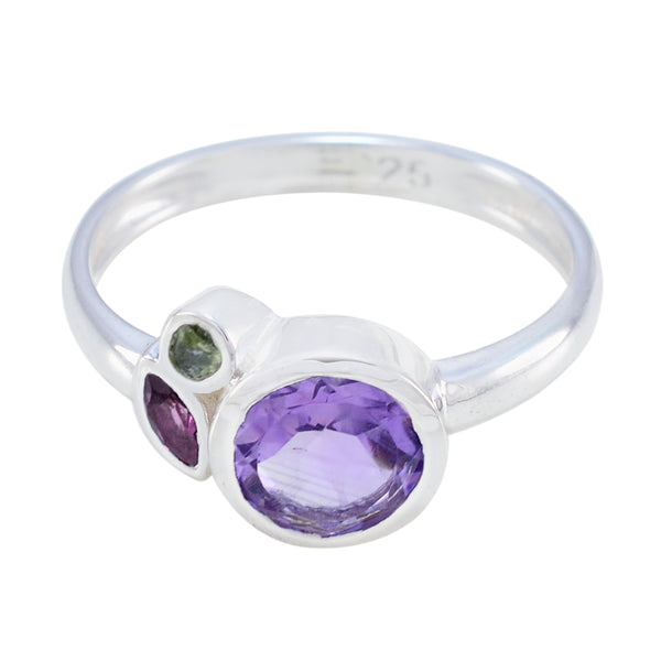 Multi Stone Trilogy Japanese Silver multicolor Gemstone Whisper thin Contemporary Ring Jewellery