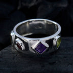 Multi Stone quarter Indian 92.5 Silver multicolor Gemstones Minimal Abstract Band Jewelry