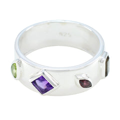 Multi Stone quarter Indian 92.5 Silver multicolor Gemstones Minimal Abstract Band Jewelry