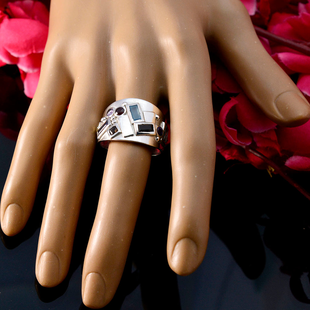 Multi Stone multiple German Silver multicolor Gemstones Eye catching Trendy Ring Jewelry