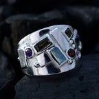 Multi Stone multiple German Silver multicolor Gemstones Eye catching Trendy Ring Jewelry