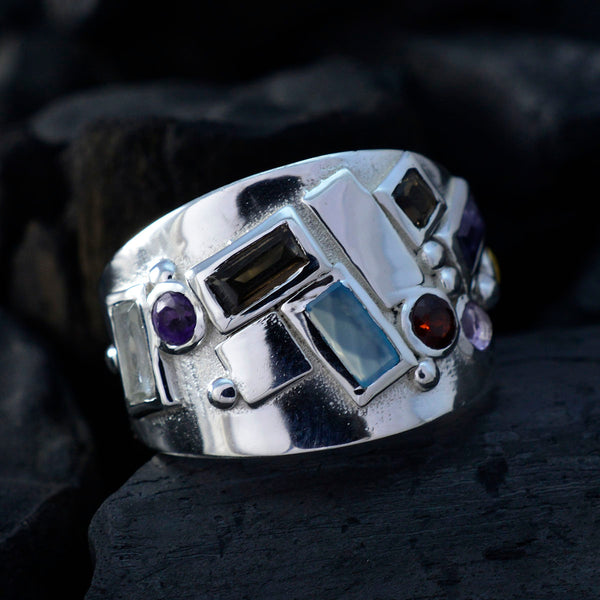 Multi Stone multiple German Silver multicolor Gemstones Eye catching Trendy Ring Jewelry