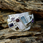 Multi Stone multiple German Silver multicolor Gemstones Eye catching Trendy Ring Jewelry