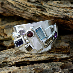 Multi Stone multiple German Silver multicolor Gemstones Eye catching Trendy Ring Jewelry