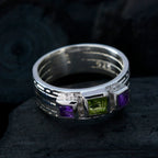 Multi Stone Trilogy African 925 Sterling Silver multicolor Gemstones Eye catching Boho Band Jewellery