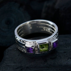 Multi Stone Trilogy African 925 Sterling Silver multicolor Gemstones Eye catching Boho Band Jewellery