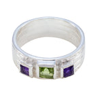 Multi Stone Trilogy African 925 Sterling Silver multicolor Gemstones Eye catching Boho Band Jewellery