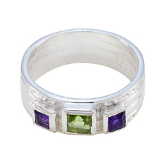 Multi Stone Trilogy African 925 Sterling Silver multicolor Gemstones Eye catching Boho Band Jewellery