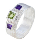 Multi Stone Trilogy African 925 Sterling Silver multicolor Gemstones Eye catching Boho Band Jewellery