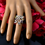 Multi Stone Hexa Moroccan Sterling Silver multicolor Gemstone Eye catching Modern Ring Jewellery