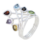 Multi Stone Hexa Moroccan Sterling Silver multicolor Gemstone Eye catching Modern Ring Jewellery