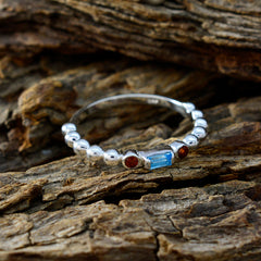 Multi Stone Trilogy Turkish Sterling Silver multicolor Gems Delicate Abstract Ring Jewelry