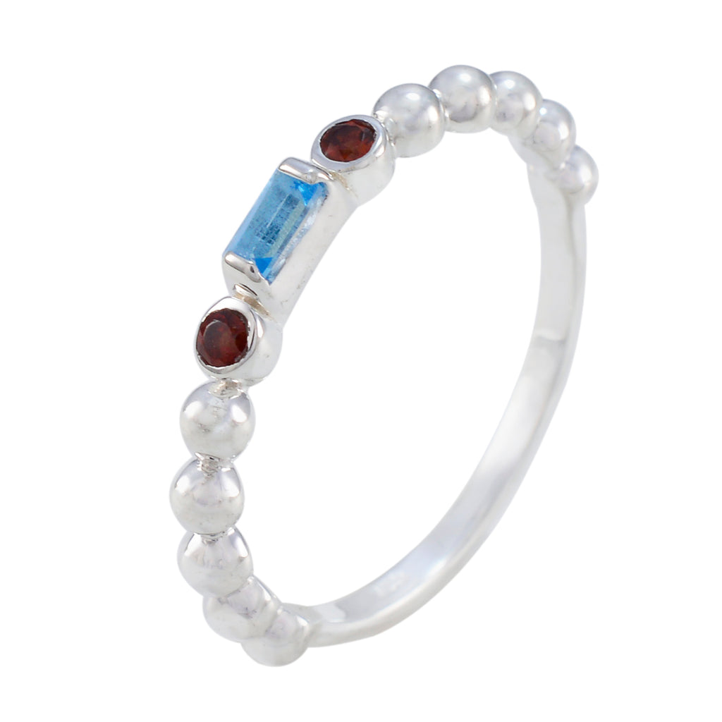 Multi Stone Trilogy Turkish Sterling Silver multicolor Gems Delicate Abstract Ring Jewelry