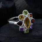Multi Stone navratna Russian 925 Sterling Silver multicolor Gemstone Eye catching Cocktail Ring Jewellery
