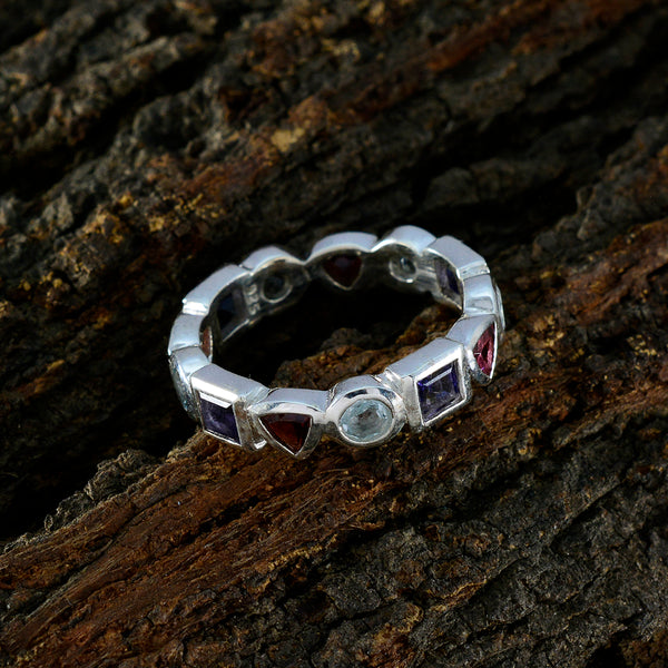 Multi Stone multiple Indian Sterling Silver multicolor Gemstone Minimal Eternity Band Jewelry