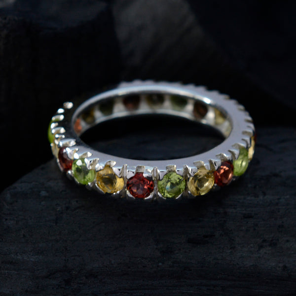 Multi Stone multiple Moroccan 925 Sterling Silver multicolor Gemstone Slim Eternity Band Jewellery