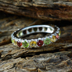 Multi Stone multiple Moroccan 925 Sterling Silver multicolor Gemstone Slim Eternity Band Jewellery