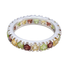 Multi Stone multiple Moroccan 925 Sterling Silver multicolor Gemstone Slim Eternity Band Jewellery