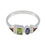 Multi Stone quarter Korean Sterling Silver multicolor Gemstone Delicate Graceful Ring Jewellery